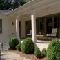 Wonderful White Mountain House Designed in Modern Building Style: Wonderful Patio Design With Traditional Patio Furniture Decoration In Mountain Brook Road House With Green Plants Decor For Inspiration
