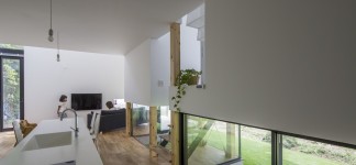 Modern Japanese Architecture Home Gives Inspiring Design Idea: Gorgeous Kawate Residence Home Design Interior In Kitchen Space Used Wooden Flooring And Glass Sliding Wall Design Ideas