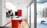 Wonderful Contemporary Home Idea with Amazing Color Choice: Powerful Kitchen White And Red Design Interior Used Minimalist Modern Kitchen Island With Seating Design Ideas For Home Inspiration