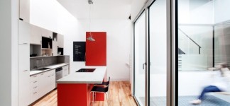Wonderful Contemporary Home Idea with Amazing Color Choice: Powerful Kitchen White And Red Design Interior Used Minimalist Modern Kitchen Island With Seating Design Ideas For Home Inspiration